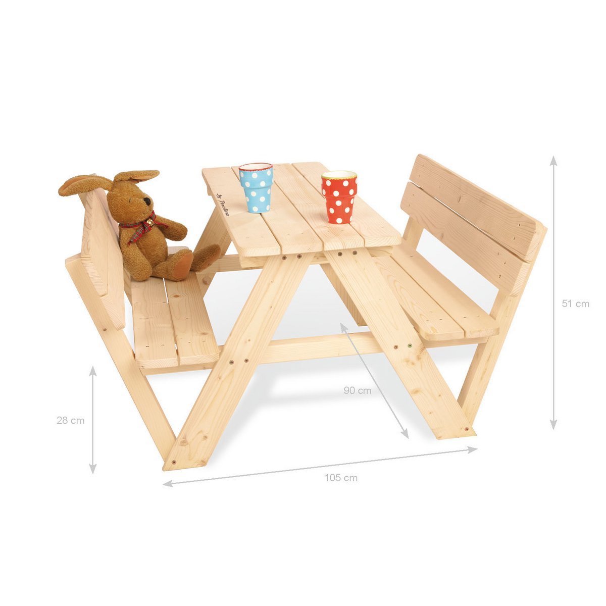 Kinderpicknickbank 'Nicki 4' rugleuning - naturel