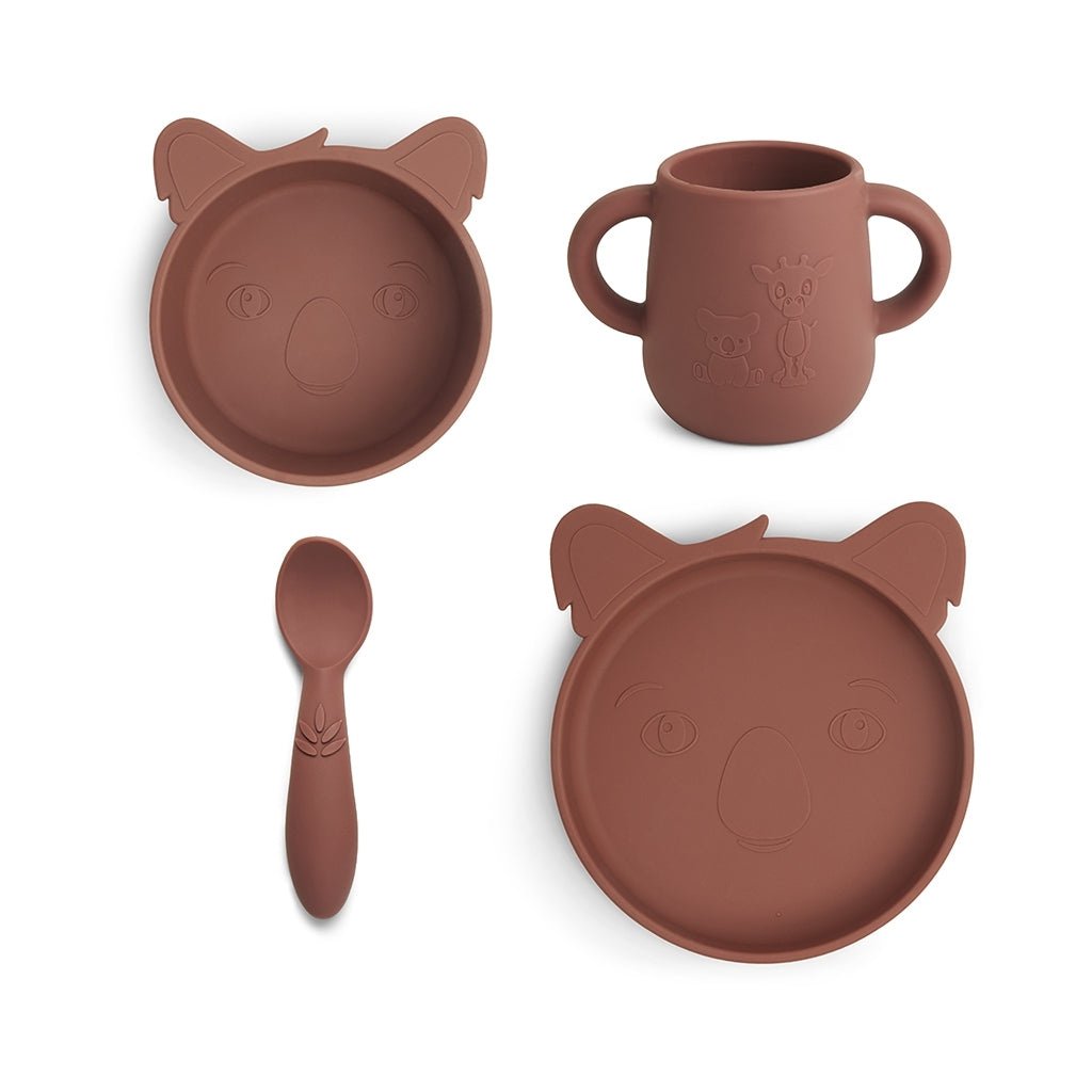 Eetset Lykke 4-pack - Koala Mahonie