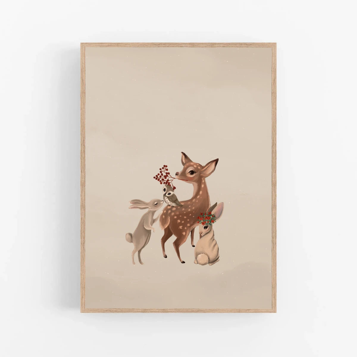 Set van 3 posters - Bosdieren vriendjes | Enchanted forest beige