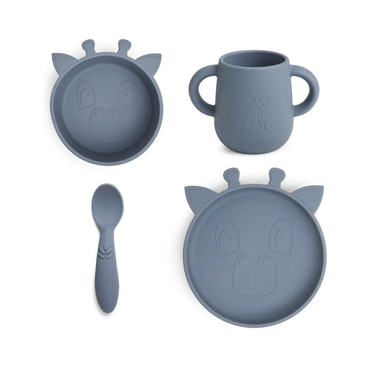 Eetset Lykke 4-pack Giraf Blauw
