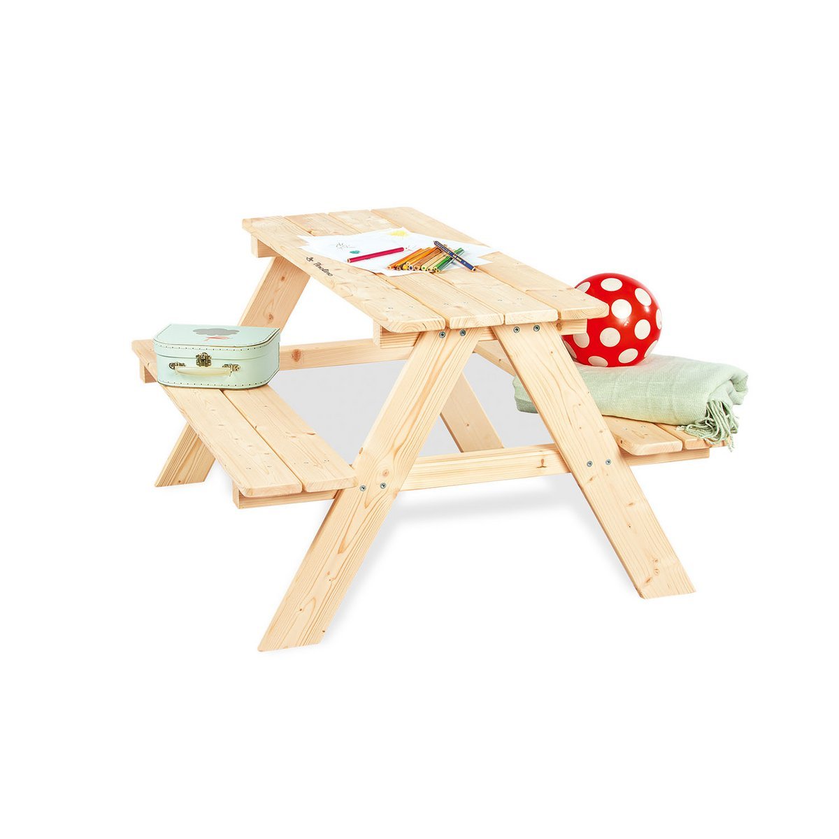 Kinderpicknickbank 'Nicki 4' - naturel